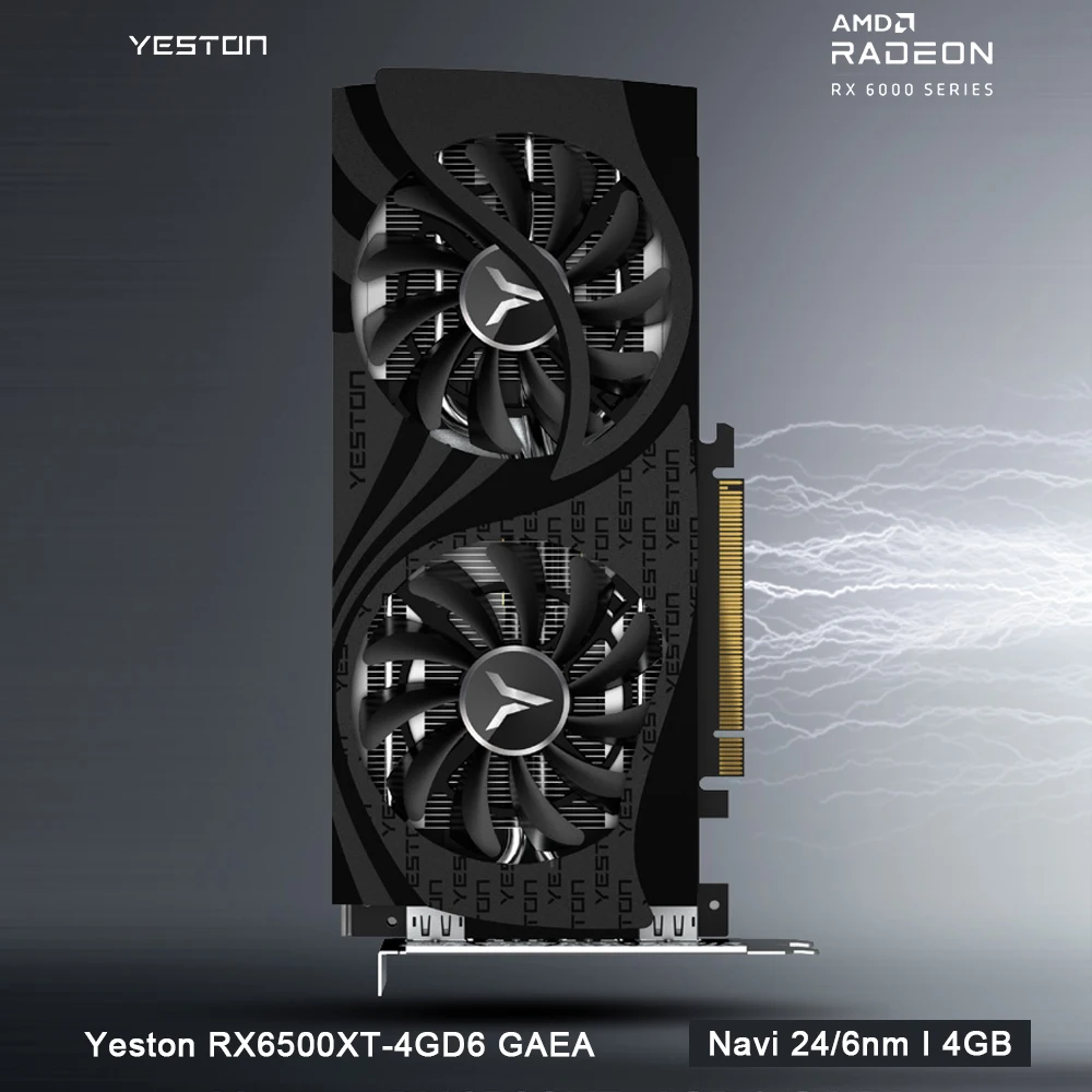 good pc graphics card Yeston Radeon RX 6500 XT GPU 4GB GDDR6 64 bit 6nm 2610/18000MHz Gaming Desktop computer PC Video Graphics Cards support DP/HD graphics cards computer