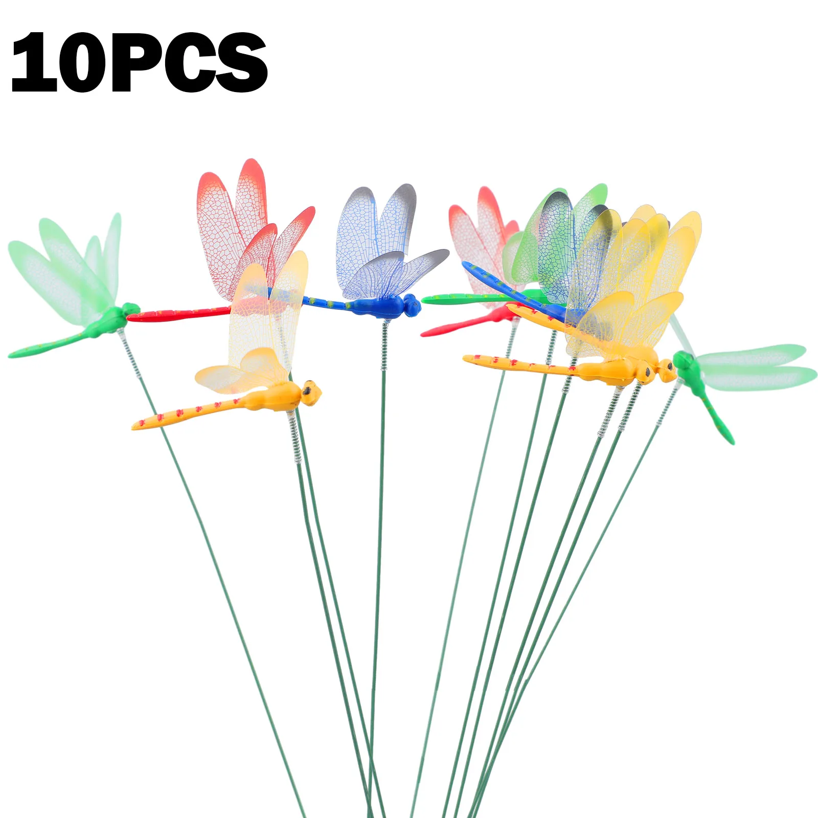 

10Pcs Artificial Dragonfly Butterflies Garden Decoration Outdoor 3D Simulation Dragonfly Stakes For Garden Decoration Yard Art