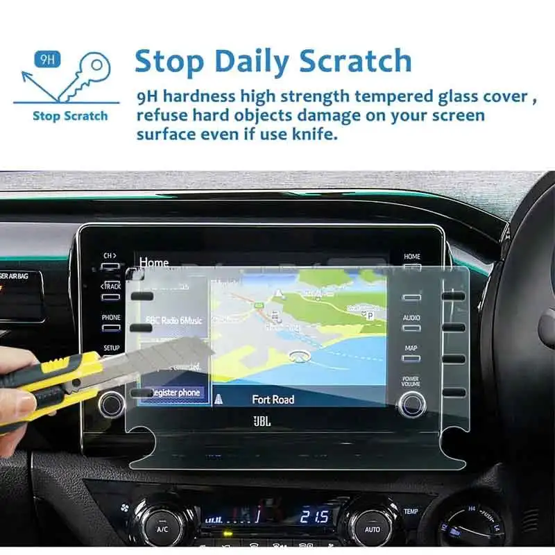 

For Toyota HiLux Workmate SR SR5 Rogue 2020 2021 2022 8Inch LCD GPS Navigation Tempered glass Touch Screen Protective film