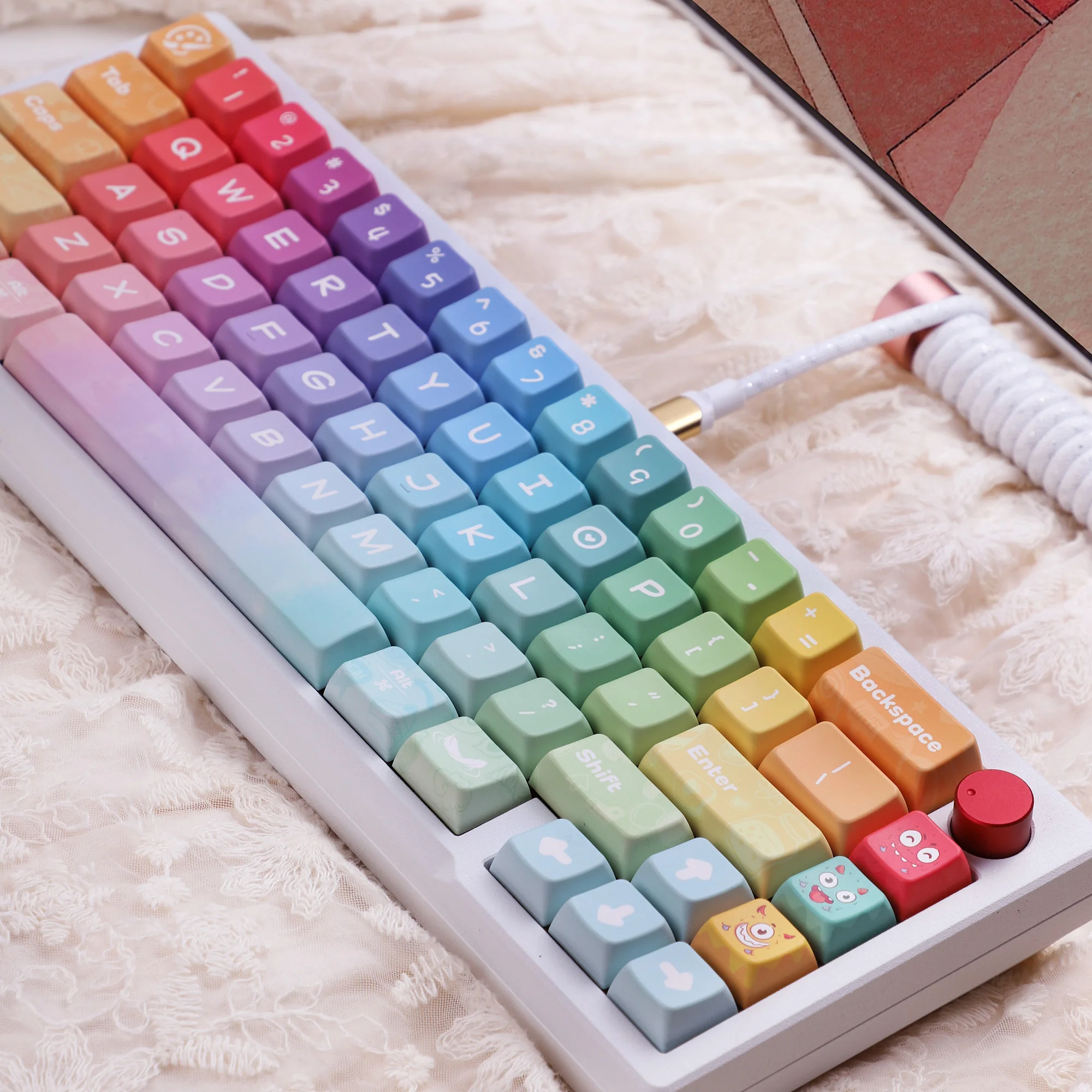 Infância Fantasias Keycaps Teclado Mecânico Pbt Sublimação Dye Mda Perfil Rainbow Keycap para mx Switch Conjunto - Imagem 4
