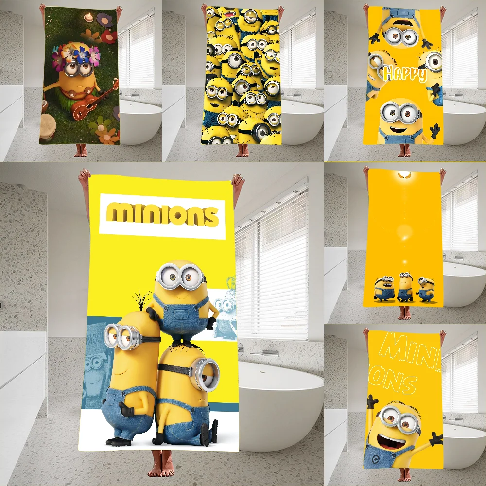 Cartoon L-Lovely Cute M-Minions Towel Quick Drying Pure Cotton Polyester Thick Bath Towel For Children And Adults, Sports Travel