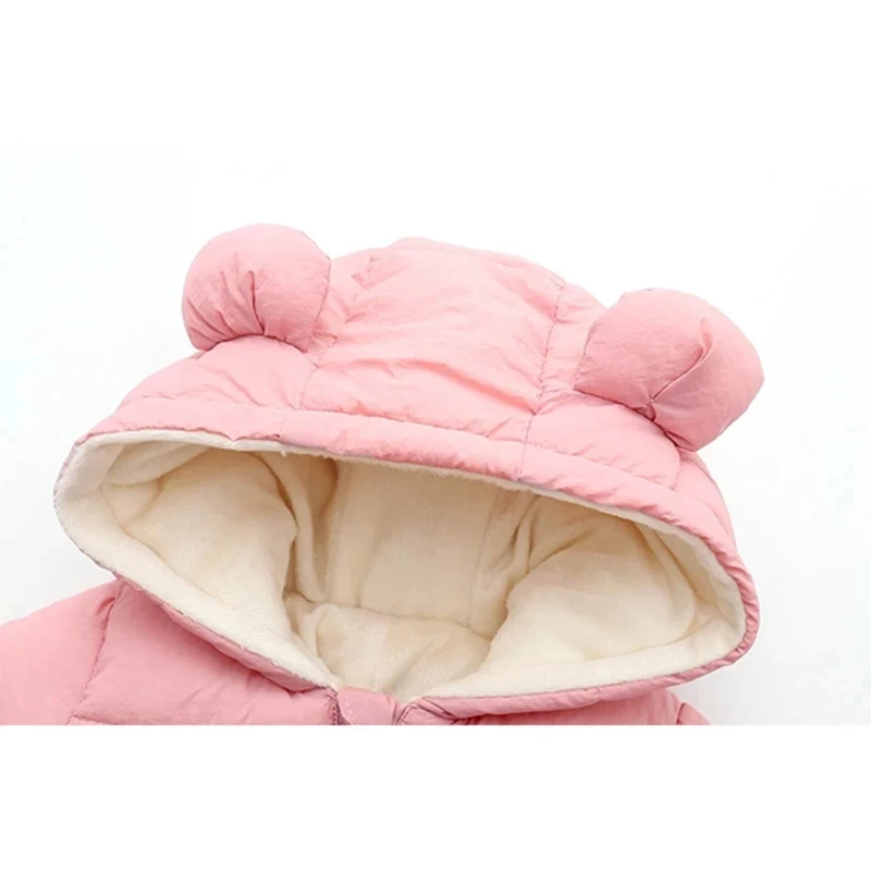 Winter Baby Rompers Infants Plus Velvet Thicken Jumpsuit For Newborn Boy Coats Toddler Kids Hooded Jacket Children Clothes