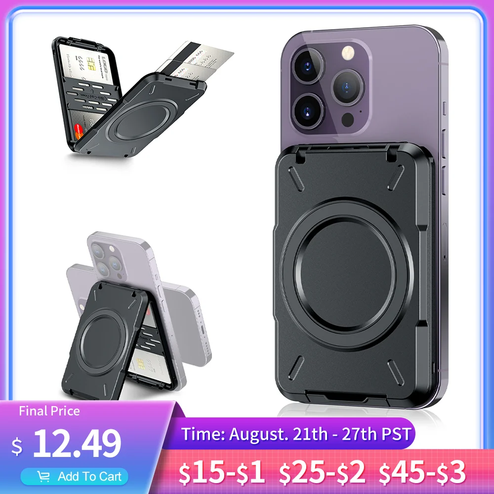  Magnetic Wallet & Card Holder with RFID Blocking Function for iPhone 14 Pro Max/ 14 Pro/ 13 Pro Max/ 13 Pro 12 11 MagSafe Wallet 