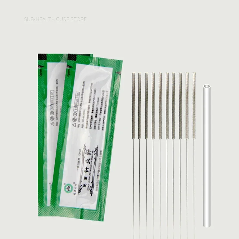 500PCS Traditional Chinese Medical Flat Handle Acupuncture Needles with Tube Disposable Sterile Needle Many Size