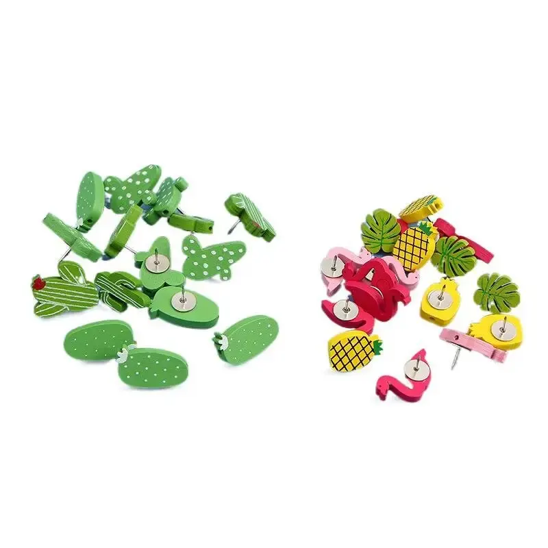 20/30/50pcs Cactus Shaped Thumb Tacks push pins Decorative Drawing Pins Office Supplies Push Pins Wooden For Cork Boards Photo Wall Nail