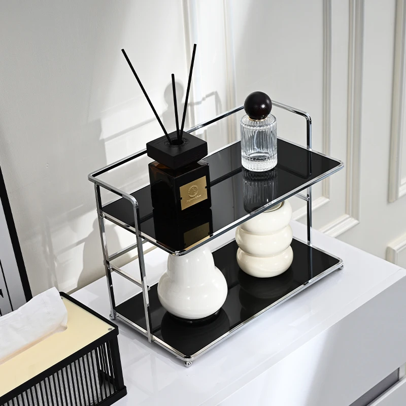 1Pc Double-Layer Desktop Storage Rack, Multi-Functional Acrylic Kitchen Organizer, Cup Holder, Water Cup and Coffee Cup Storage Rack for Living Room, Kitchen, Bedroom, Cosmetics, Perfume, Etc 6