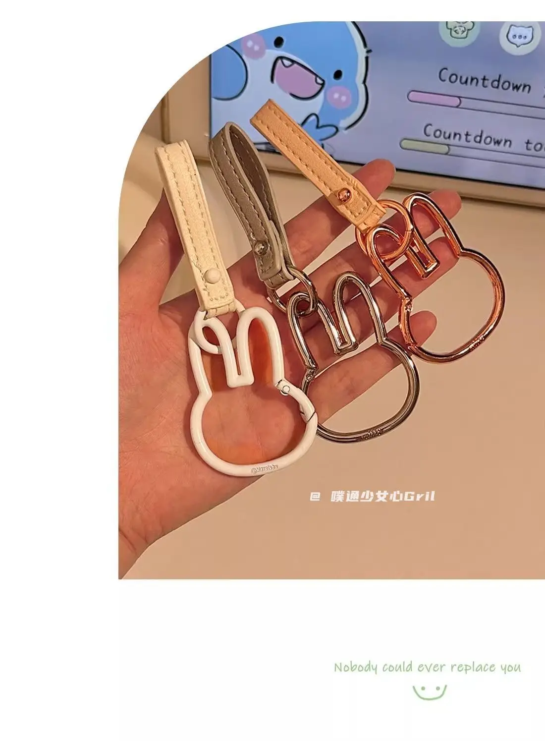 Miffy Kaninchen Multifunktionaler Metall-Dekoanhänger Schlüsselanhänger Studenten-Taschenanhänger Animation-Zubehör Paar-Mädchen Urlaubsgeschenk – Detail 4