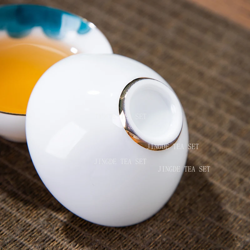 1pcs 35ml Hand-painted Ceramic Hat Cup Household White Porcelain Tea Cup Chinese Kung Fu Tea Set Tea Set Accessories