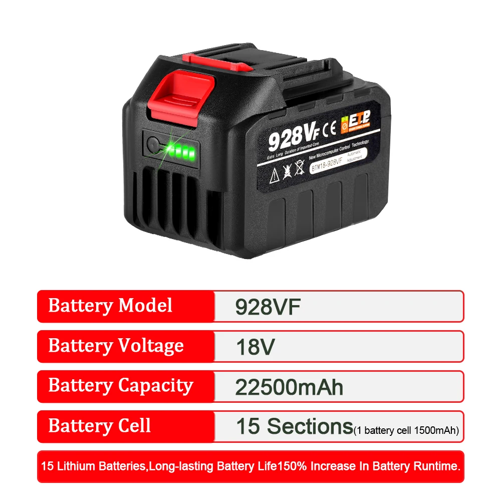 Larger Battery with Charger Lithium ion Rechargeable Replacement for Makita 18V Battery BL1850 BL1830 BL1860 Cordless Drills 4