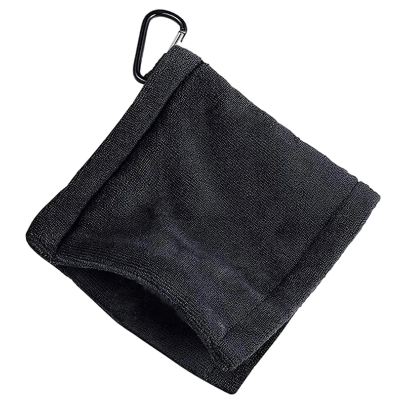 

Water Absorption Clean Golf Club Head Wipe Cloth Cleaner Square Microfiber Golf Ball Cleaning Towel with Carabiner Hook