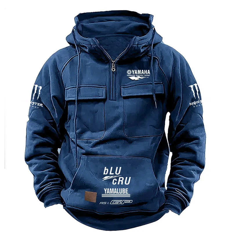 2026 Yamaha Logo Men's Motorcycle Jacket - High-Quality Multi-Pocket Hooded Racing Suit - Fall/Winter Fashion Casual Sport Coat