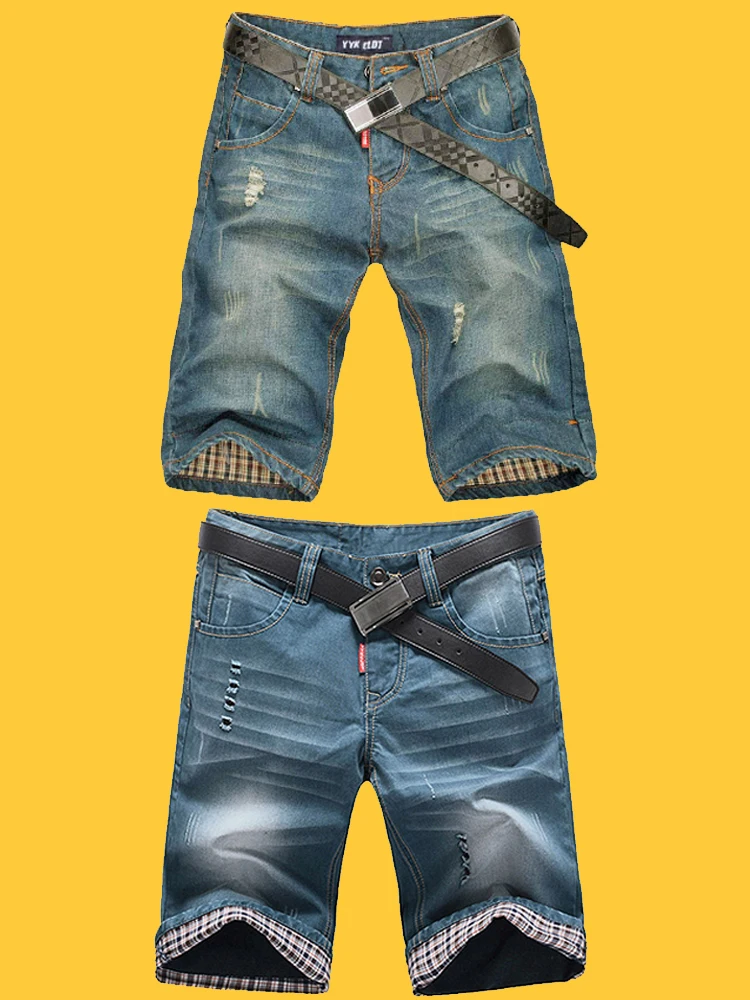 Streetwear Short pants man Summer baggy Jeans men Casual Shorts Men's Washed, Worn, Ripped, Biker Denim Shorts Men Short Homme