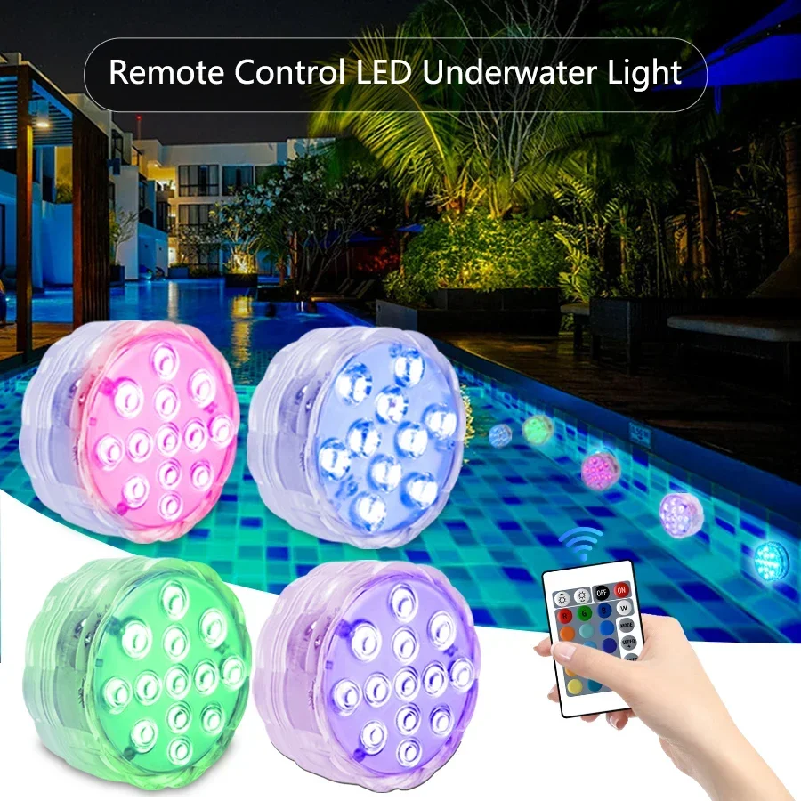 Underwater Light 10 LED RGB Underwater Lights with Magnetic Suction Cups 16 Color Lights Fish Tank Pool Underwater Lighting Plant Grow