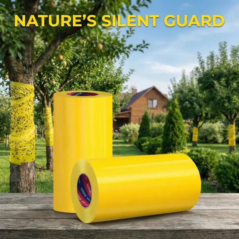 1 Roll 10M Yellow Double-Sided Trap Tape Garden Pest Control Sticky Tape for Aphids Ants Moths Climbing Insects