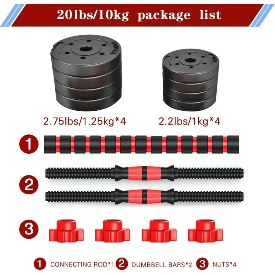 Adjustable-Dumbbells-Sets,Free Weights-Dumbbells Set of 2 Convertible To Barbell A Pair of Lightweight for Home Gym,Women and Me