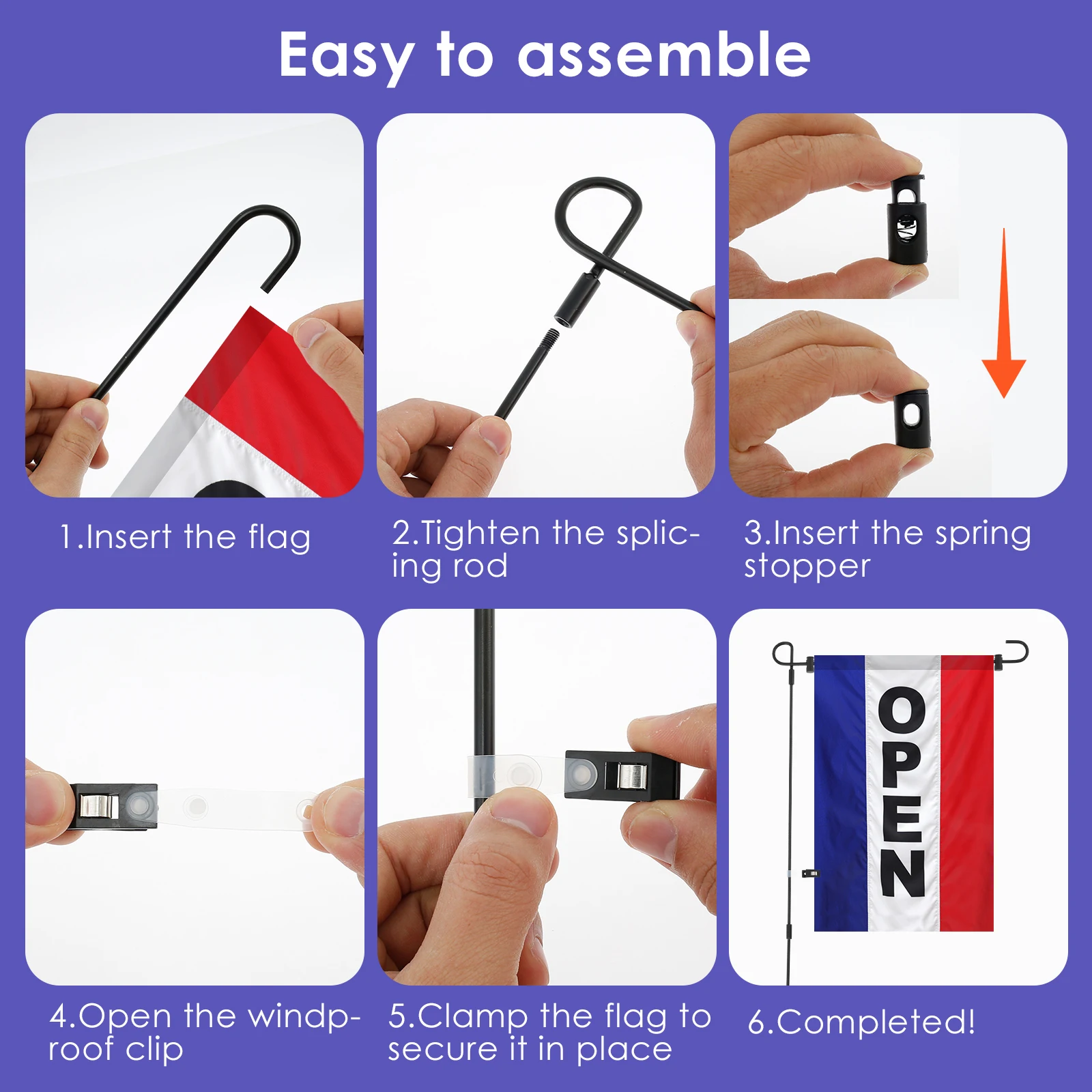 Garden Flag Holder Rust Resistant Wrought Iron Yard Flag Stand with Windproof Clips 34 Inch Metal Flag Poles for Outdoor Decor