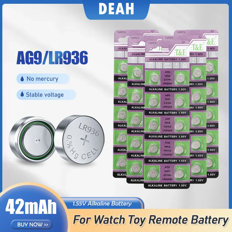 50-200PCS-AG9-LR936-1-55V-Alkaline-Watch-Battery-SR936SW-CX194-LR45 ...