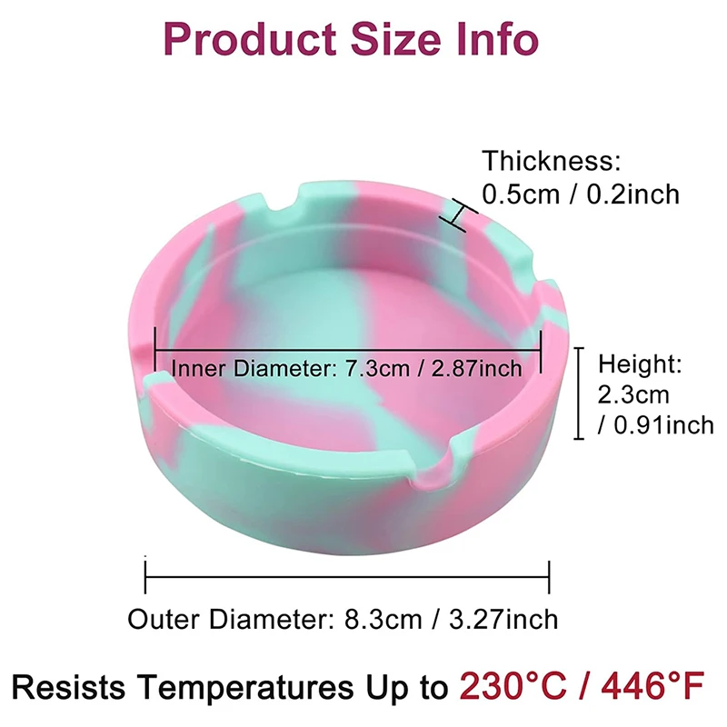 Silicone Ashtray Premium Rubber High Temperature Heat Resistant Anti-fall Design Ashtray Cigarette smoking accessories