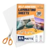 20 Sheets Matte Self-Adhesive Laminate Sheets, A4 Size(8.3x11.7 Inch)Transparent, Waterproof, Easy to Apply, with Protects Photo 1