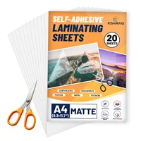 20 Sheets Matte Self-Adhesive Laminate Sheets, A4 Size(8.3x11.7 Inch)Transparent, Waterproof, Easy to Apply, with Protects Photo 1