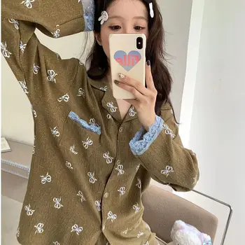 طقم بيجامة نسائي بيجامات تشيكاوا طقم ملابس منزلية ملابس منزلية بيجامات بأكمام طويلة ملابس نوم للسيدات ملابس داخلية لصالة النوم 3
