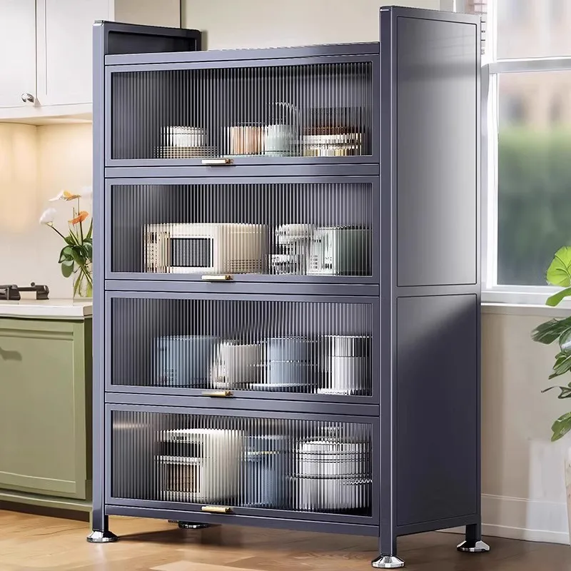 Sideboard Cabinet Locker Kitchen Shelf Floor Multi-Layer Home Living Room Microwave Oven with Door Storage Cabinet 3