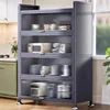 Sideboard Cabinet Locker Kitchen Shelf Floor Multi-Layer Home Living Room Microwave Oven with Door Storage Cabinet 3