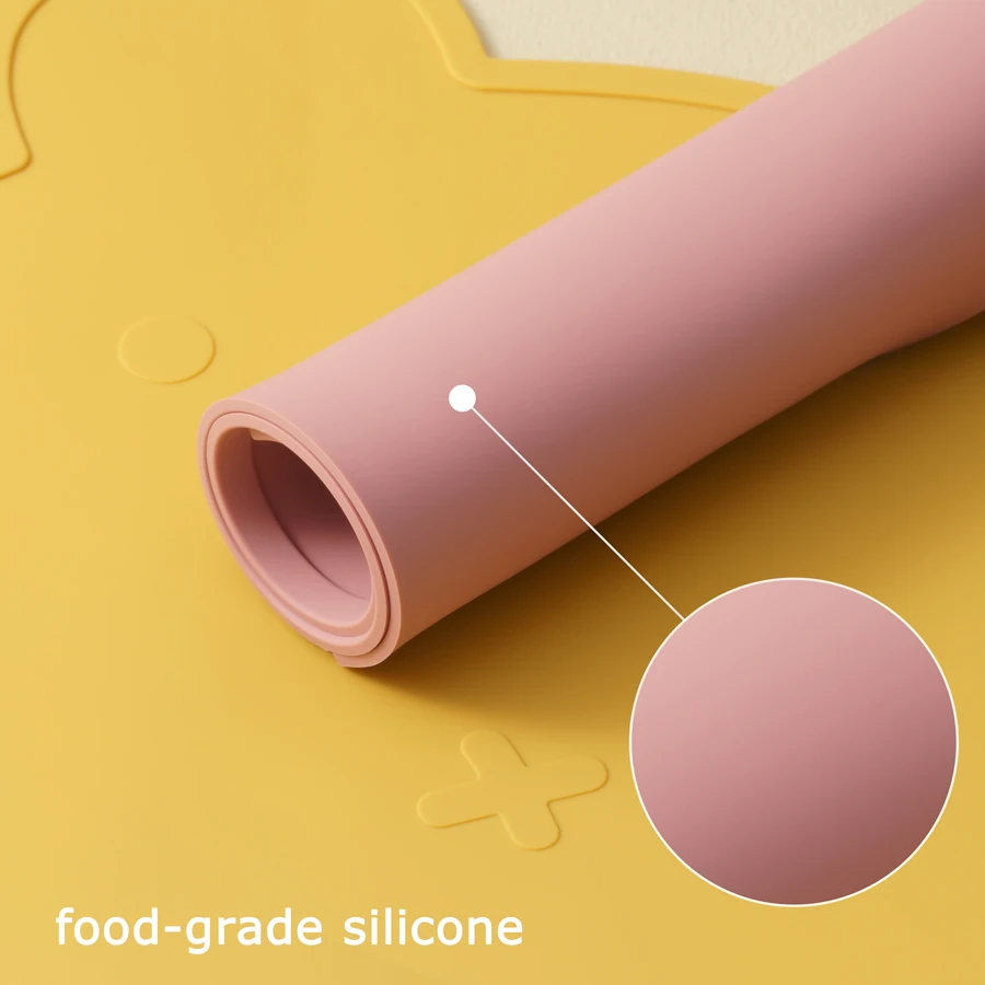 1PC Silicone Baby Placemat Waterproof Food Grade Table Mat Heat Insulation Baby Tableware Cute Cartoon Bear Shape Baby Stuff 2