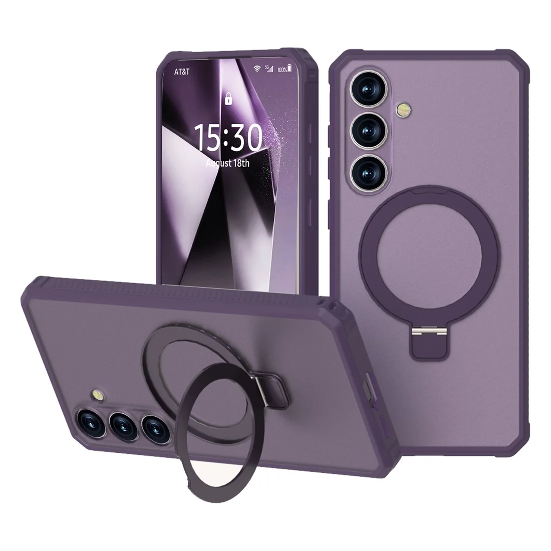 Magnetic Stand Slim Translucent Matte Phone Case with Shockproof Protection