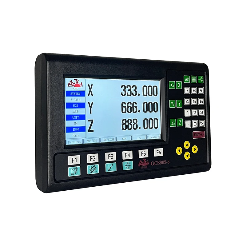 GCS909-3 3 축 LCD DRO 세트 디지털 판독, 선반 밀링용 선형 체중계 인코더, 3 개, 50-1000mm, 5um, 1um, 19 개 언어