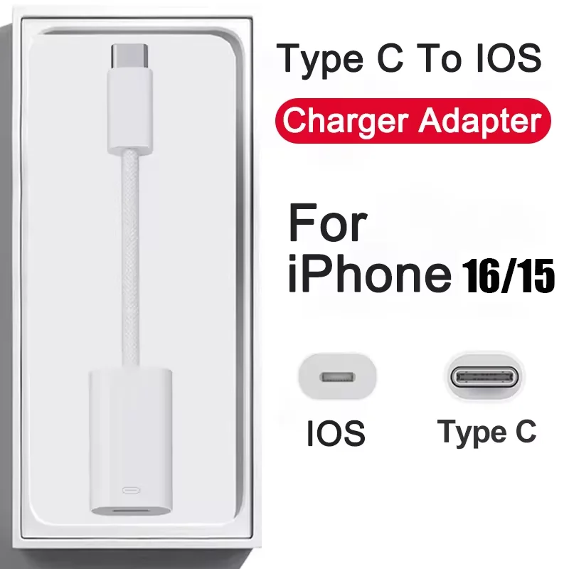 Charging Adapter For iPhone 15 16 Pro Max USB C to Lightning For iPhone Braided Charger Cable Connector accessoires iPad 10