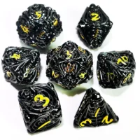 Metal DnD Dice Set - Hollow Skull Black Zinc Alloy 7pc Polyhedral Dice for Dungeons and Dragons RPG Games 1