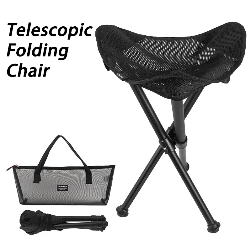 Outdoor Telescopic Triangular Stool Aluminum Alloy Portable Folding Stool Camping Picnic Chair