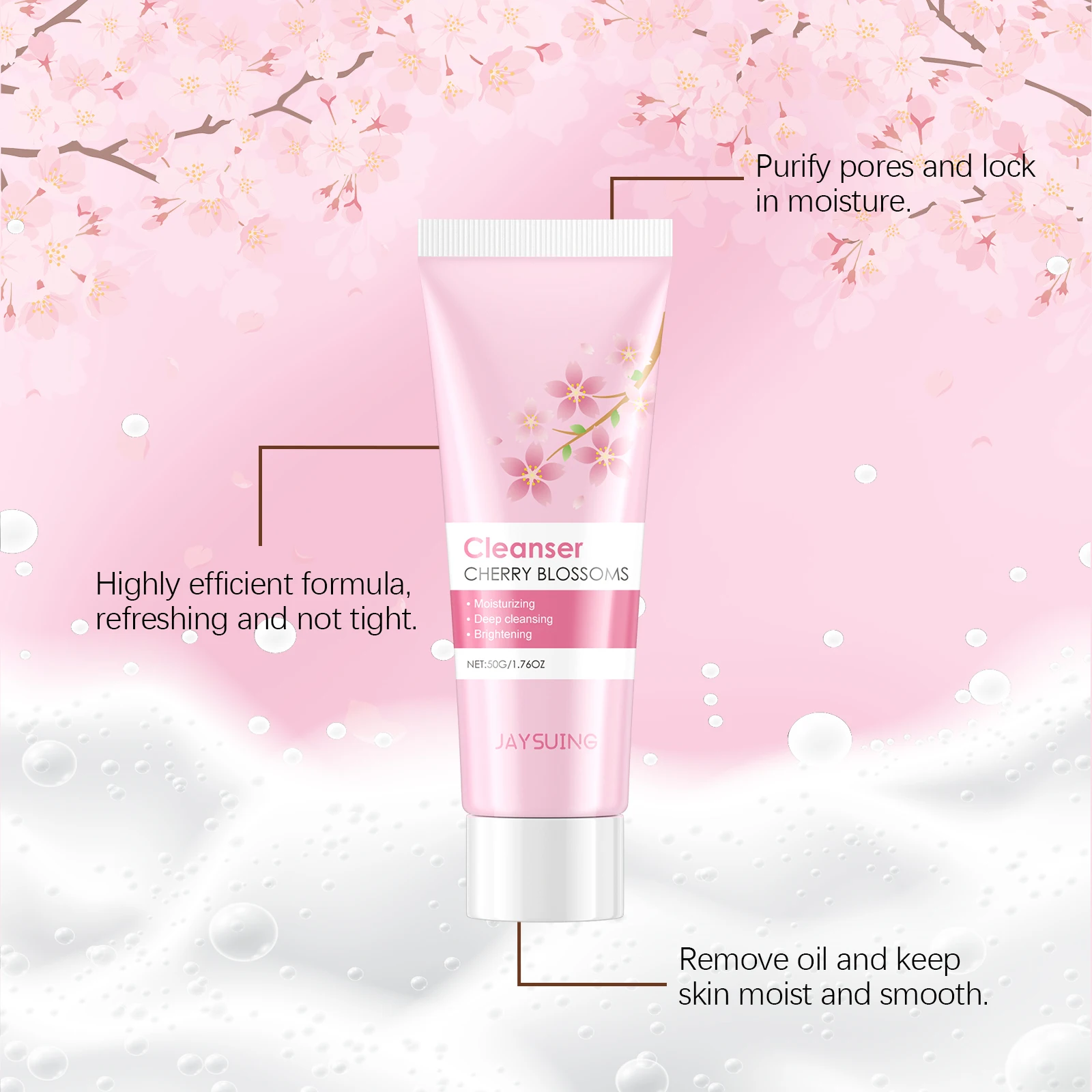 Cherry Blossom Facial Cleanser Deep Cleansing Oil Control Moisturizing Non Tightness Hydrating Facial Cleanser Suitable All Skin 4