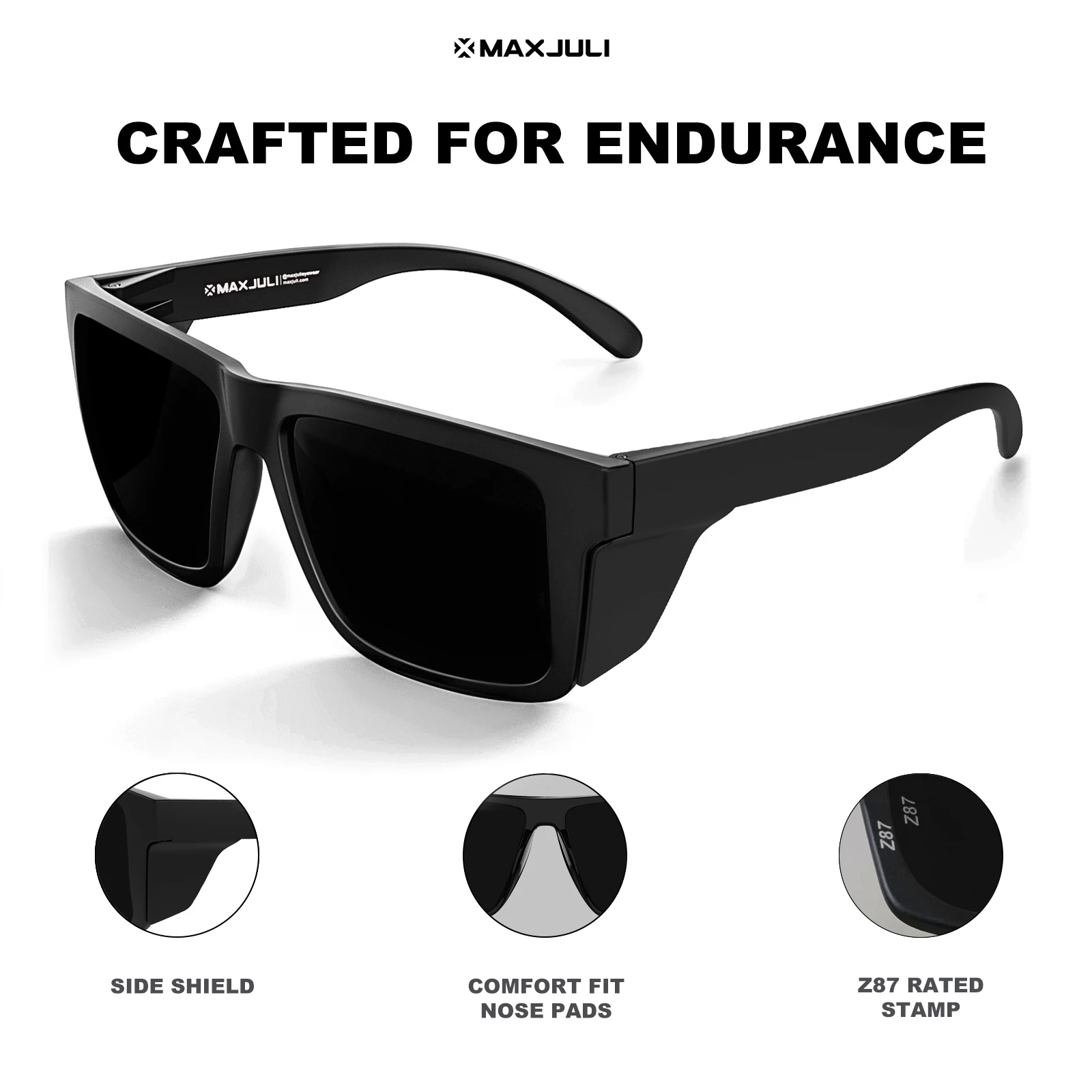 MAXJULI XXL Z87 Sicherheits-Sonnenbrille für Herren und Damen mit großem Kopf, TR90, umwickelbare UV400-Schutzbrille, übergroße Seitenschutzbrille 8228S – Detail 21