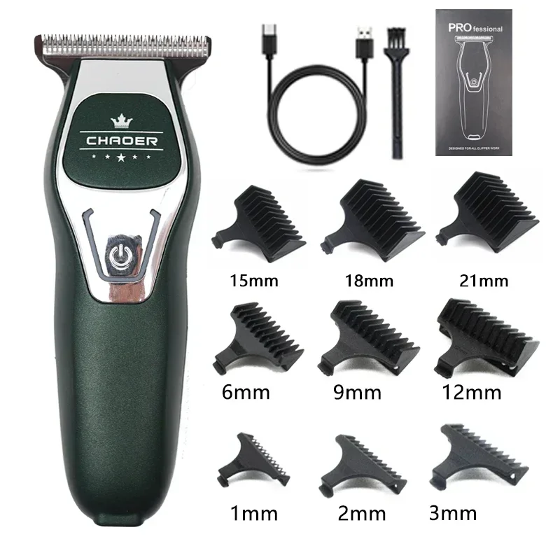 CHAOER Professional Men's Cordless Hair Trimmer - Precision 0mm Shave with USB Charging