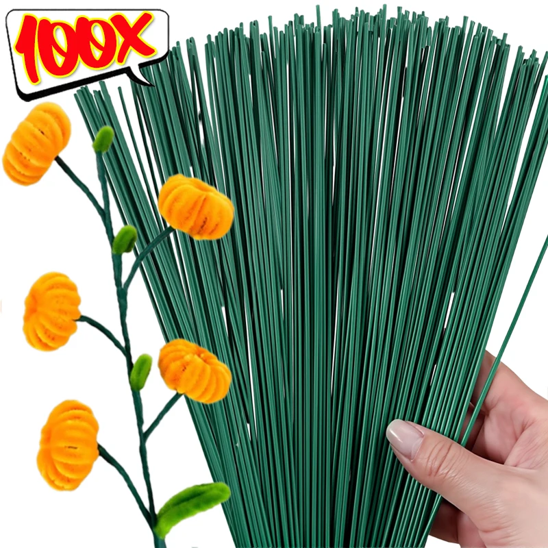 Blumenstiele Aus Draht – 100 Stück, 35,6 Cm, Dunkelgrün, Für Bastelblumen & Arrangements