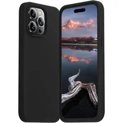 Luxury Solid Color Liquid Silicone Soft Phone Case - Shockproof Protection Back Cover - iPhone 12 Pro (Black)