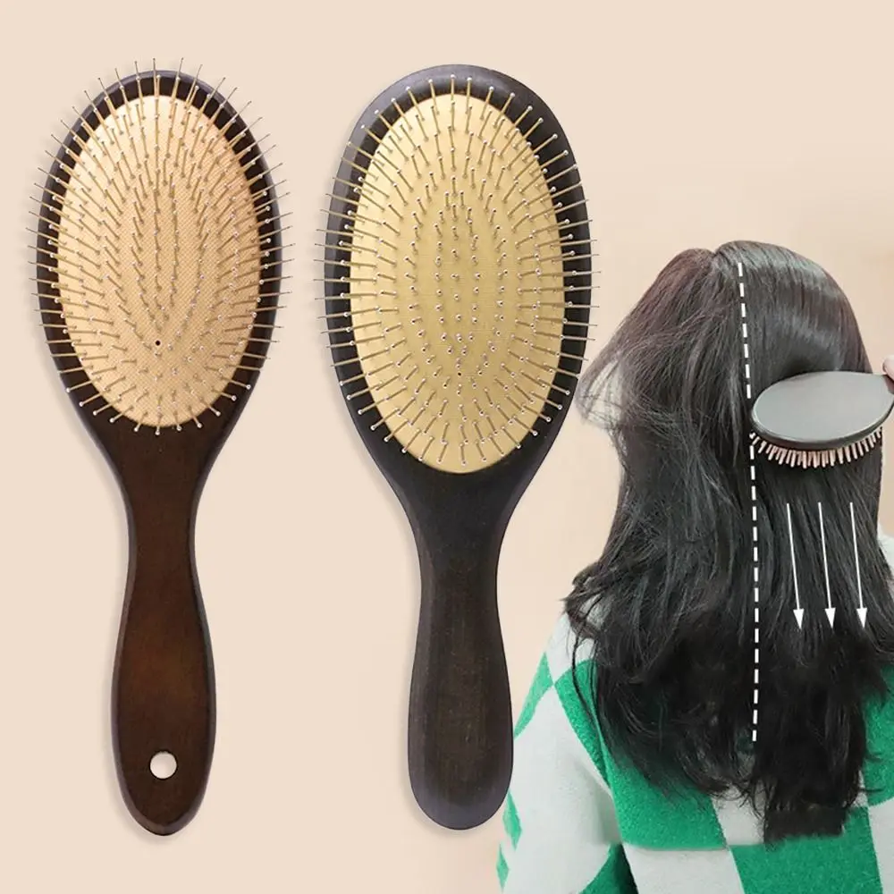 Hairbrush Head Massage Brush Wood Hair Brush Hair Combing Steel Hair Brush Hair Care With Steel Needle Scalp Airbag Hair brush 4