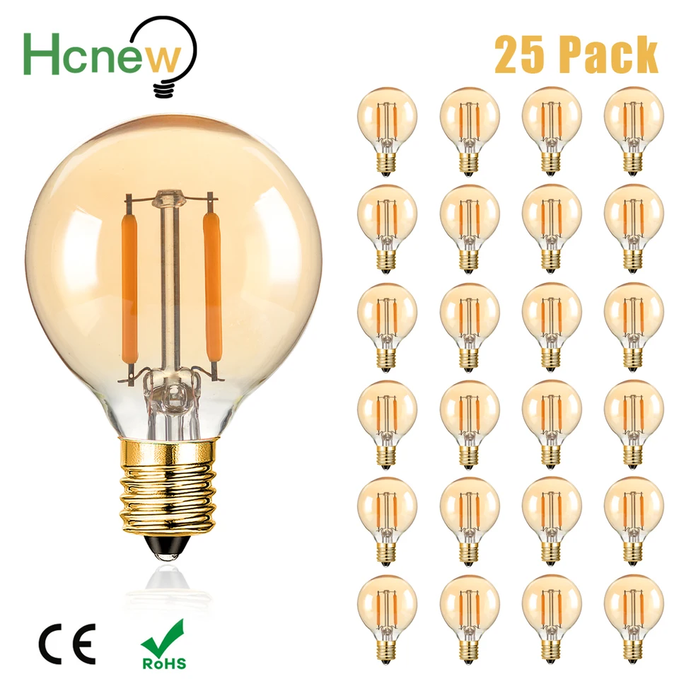 Luxvista Lampadine LED E14 0,5 W, lampadina notturna C7, lampadina LED Sale 2200 K, ambra bianca calda, Edison Vintage Piccola Vite SES, Mini