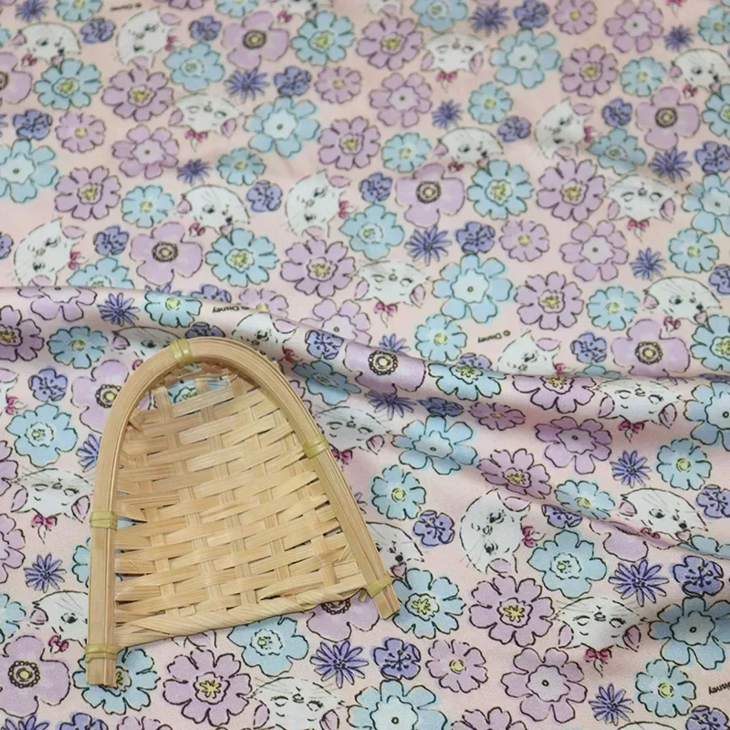 Cotton 80's favorite free fabric digital printed sewn cloth skirt children's designer poplin sewn purple flower women's dress