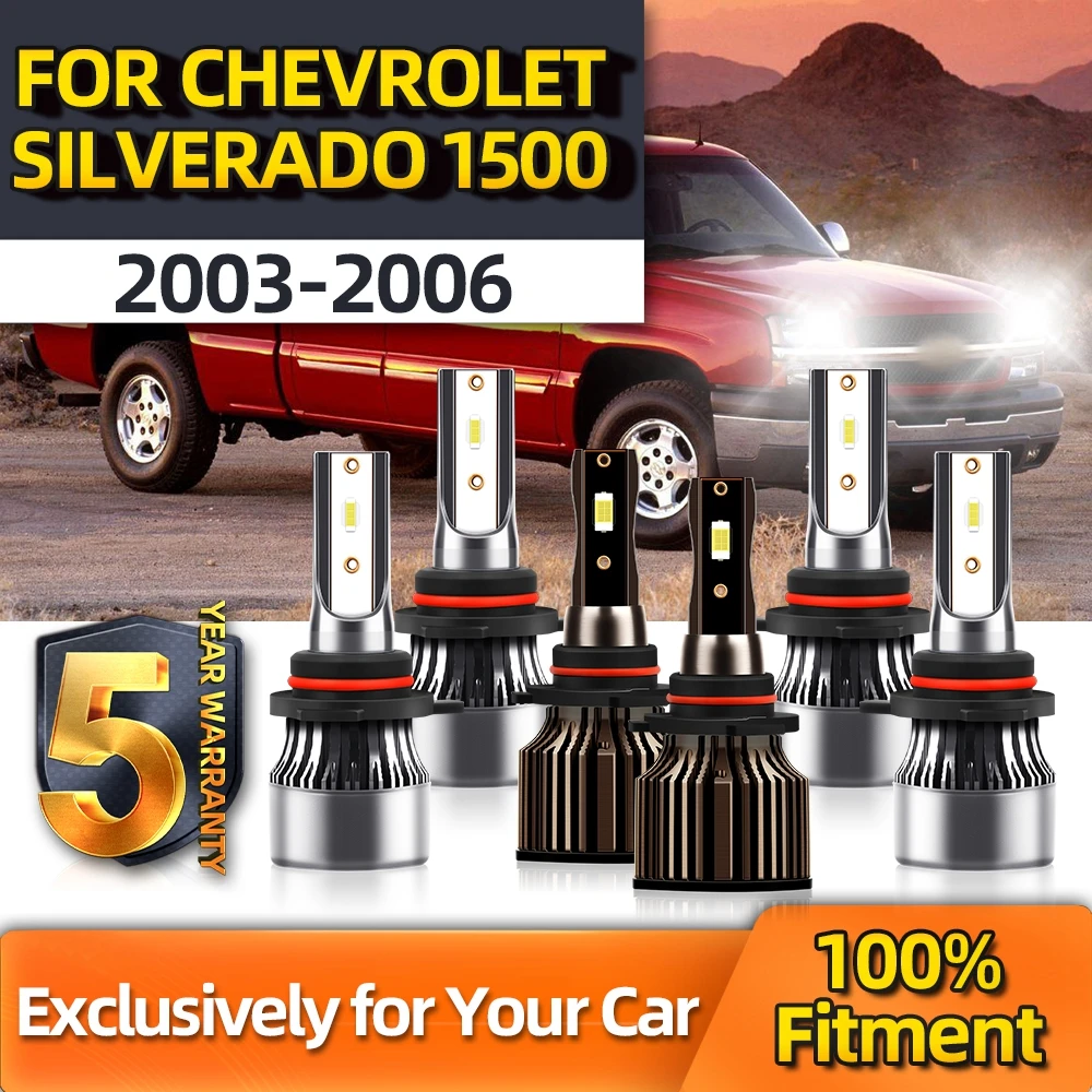 

Crossfox 6pcs Led Car CSP LED Bulbs Shine White High 9005 Low 9006 Fog Lamp 9145 For Chevrolet Silverado 1500 2003 2004-2006