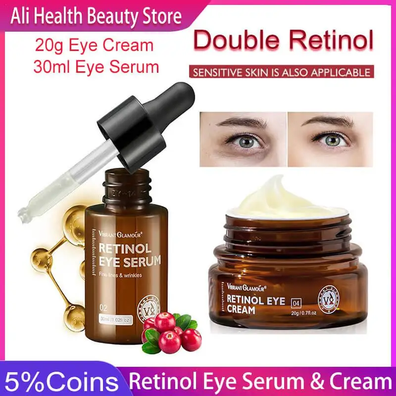 

VIBRANT GLAMOUR Retinol Face Cream And Eye Serum 2pcs/Set Firming Lifting Anti-Aging Reduce Wrinkle Fine Lines Facial Skin Care