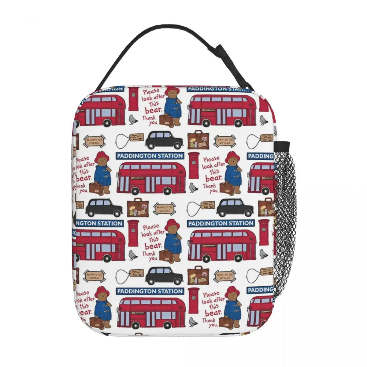 Paddington Brown Bear Merch Insulated Lunch Bags For School Storage Food Boxes Portable Cooler Thermal Lunch Boxes
