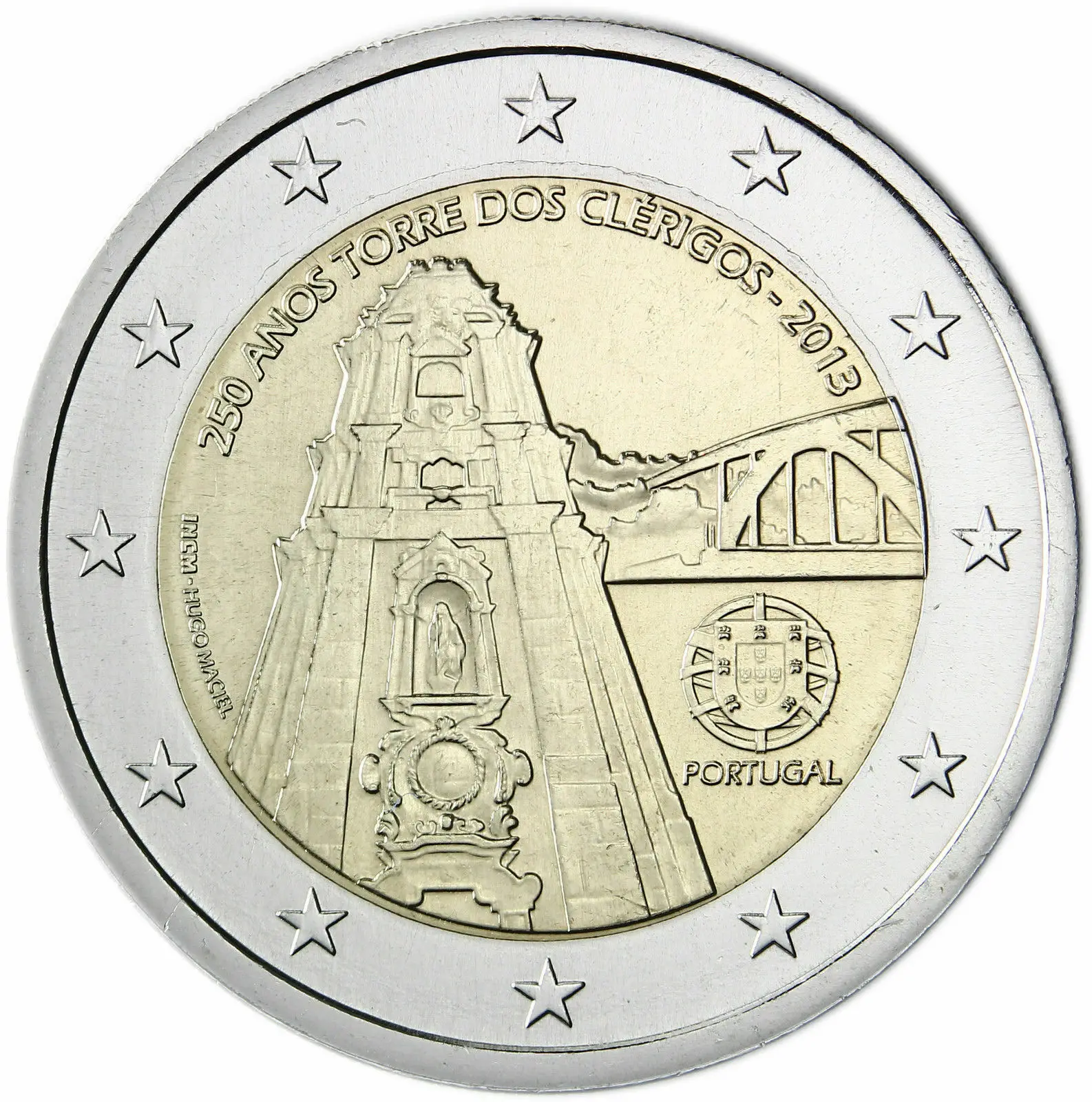 Portogallo 2013 Moneta Commemorativa Il 250 ° Anniversario Del Completamento Della Torre Del Pastore A Porto 2 Euro Unc
