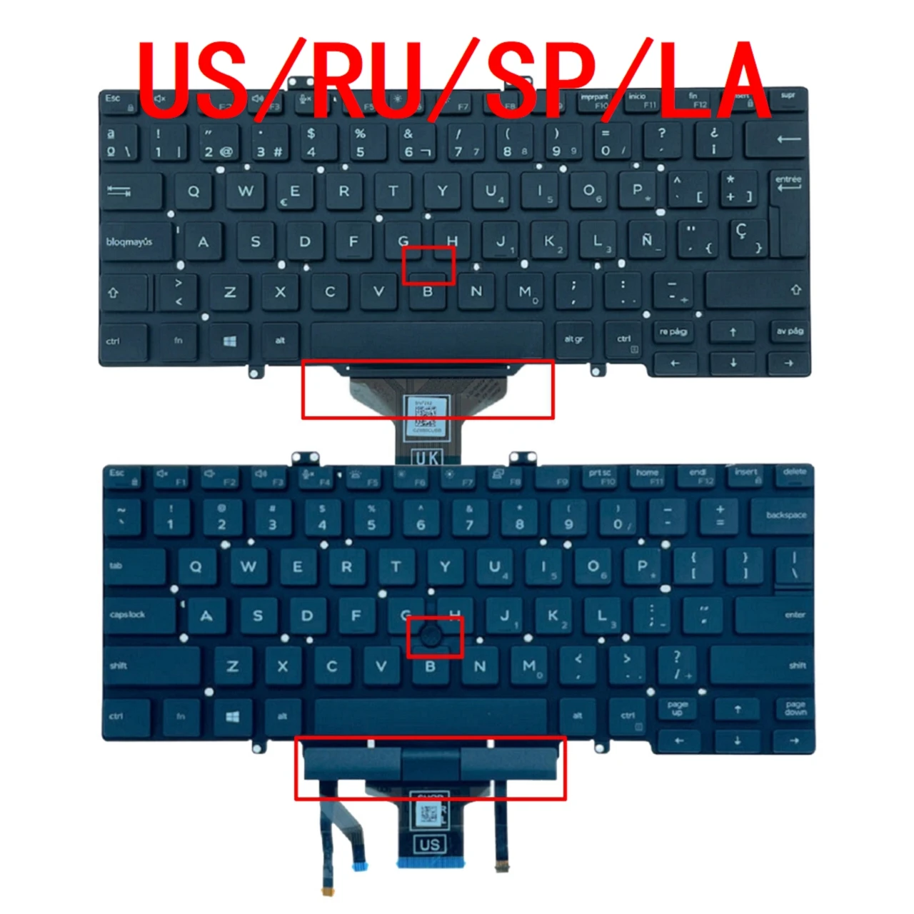 Teclado Retroiluminado para Dell Latitude Eua Russo Espanhol Latim Laptop Notebook pc Dell Latitude 7400 E7400 L3400 5400 Novo