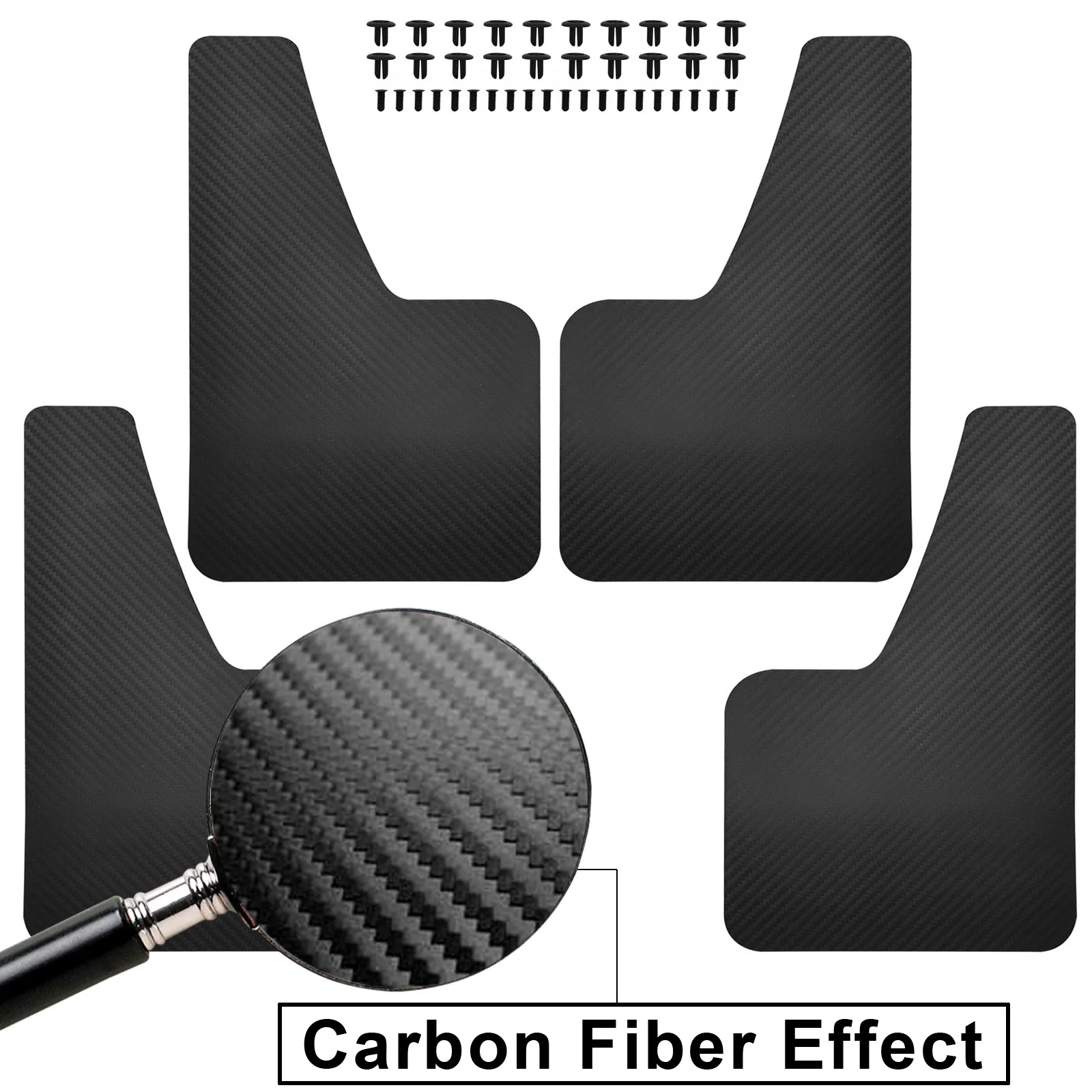 NEW Carbon Fiber effect Front Rear Set Universal Mud Flaps Splash Guards Mudguards Mudflaps Car Auto Van SUV Pickup Accessories