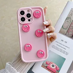 Cute 3D Biscuit Silicone Soft Phone Case - Matte Back Cover - Samsung A22S 5G (Pink)