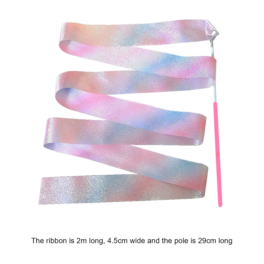 2M Dance Ribbon Stage Show Prop with Twirling Stick Rhythmic Dance Ribbon Art Gymnastics Ribbon for Kids Dancing Talent Shows