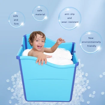 Portable Bathtub Folding Cold Plunge Tub PP Bathtub Kids SPA Bath Bucket Ice Bath Tub Indoor Outdoor Warm Tub Blue 1